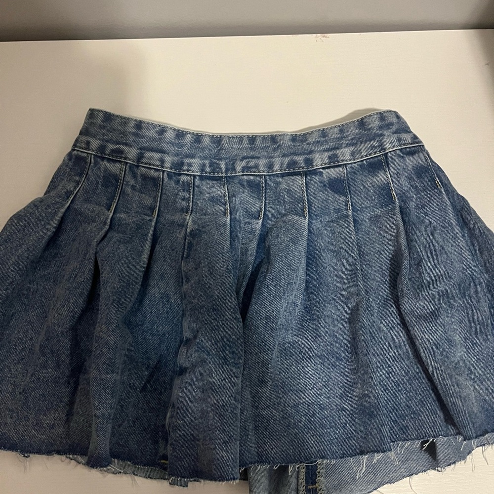 New Denim Pleated Mini Skirt